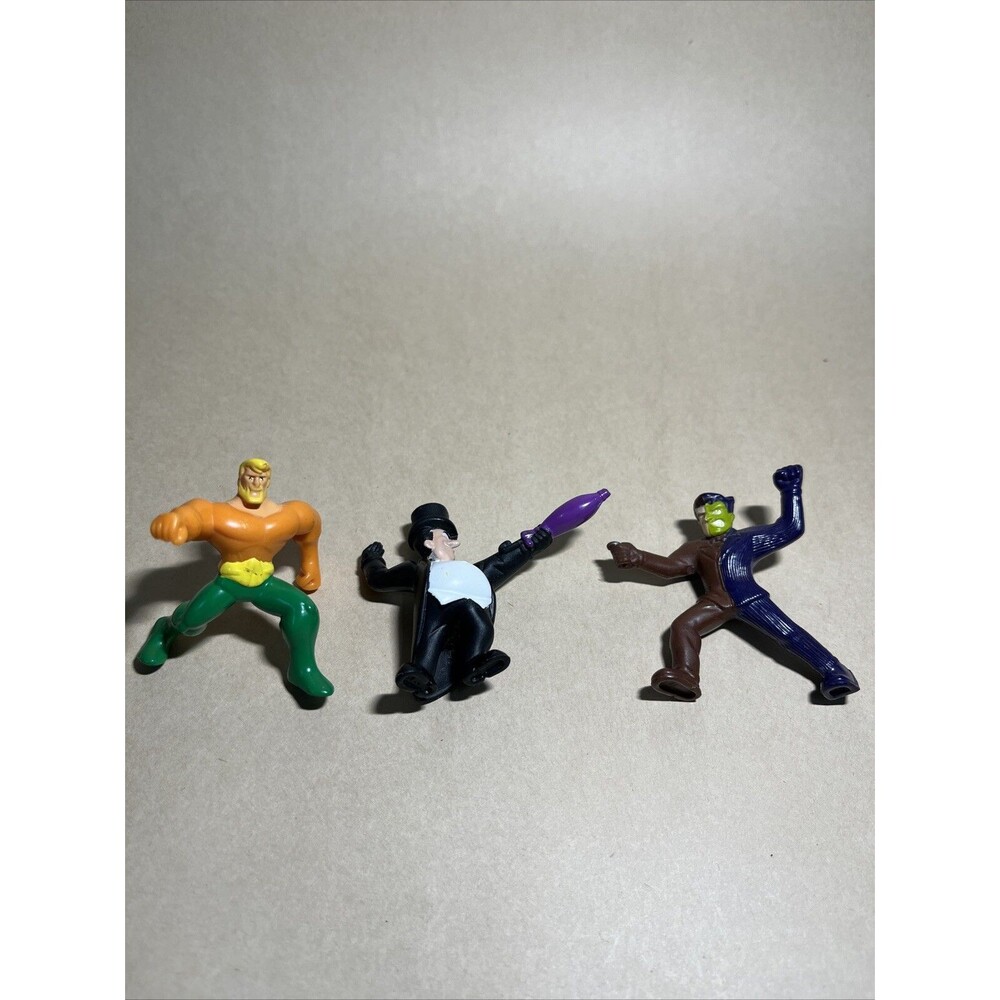 3Pc McDonald’s Happy Meal DC Comics Action Figures 2011 Aquaman, Penguin, Batman